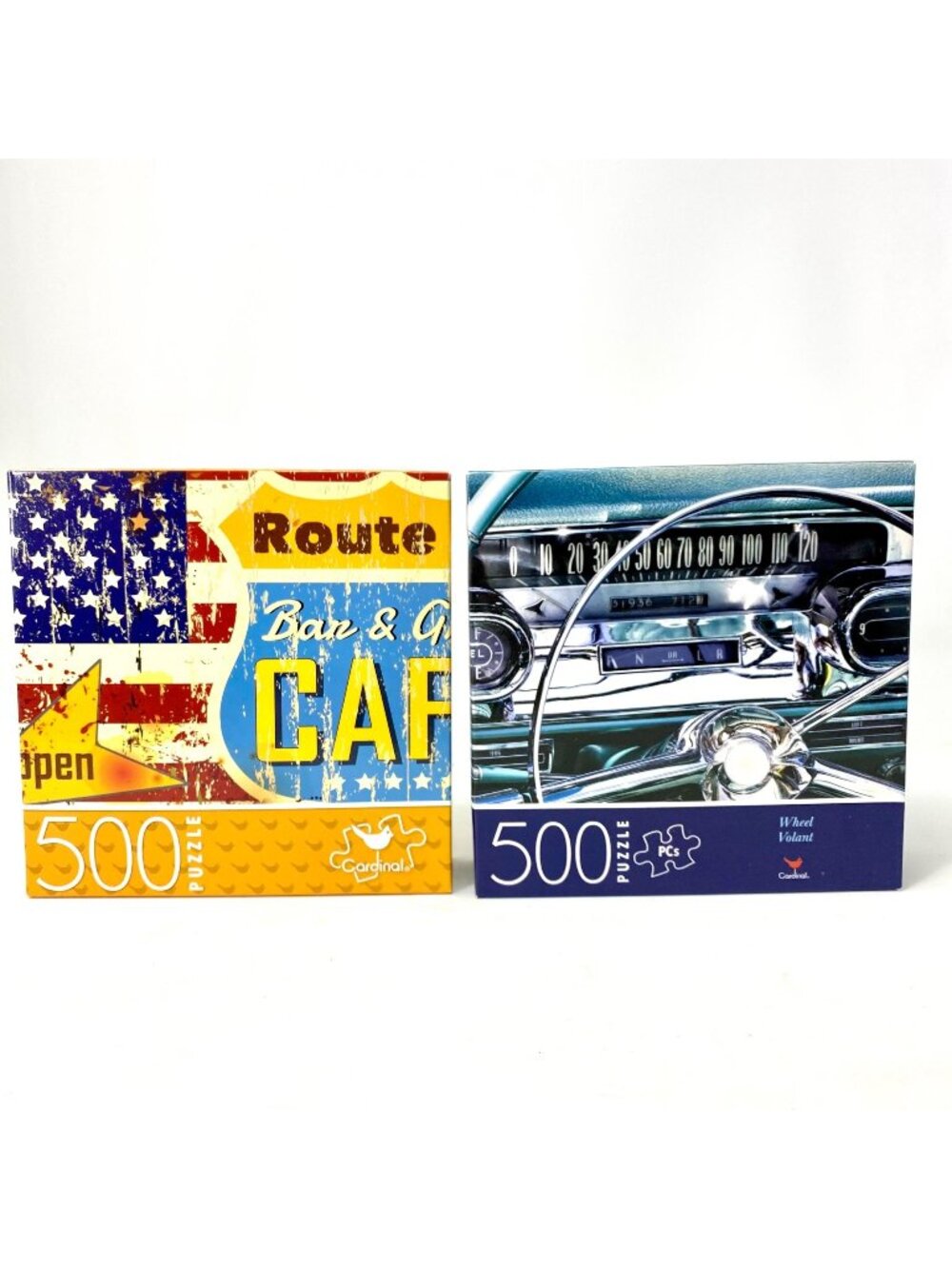 Route 66 Diner & Classic Car Steering Wheel 500-Piece Puzzle Set By Cardinal